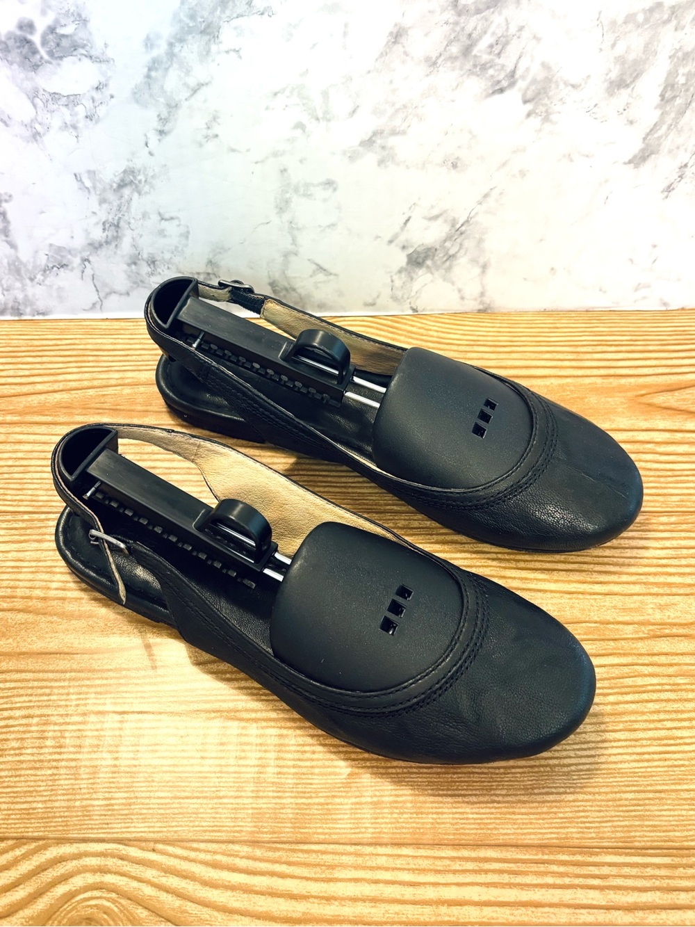 Frye Carson Sling Back Leather Black Ballet Flats Size 8.5 - Picture 6 of 9